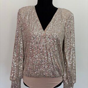 Champagne colour  Sequins body suit top